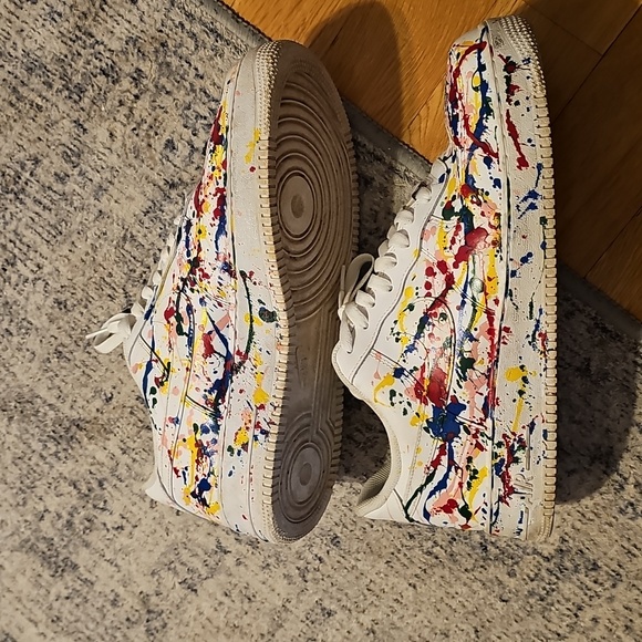 Nike Air Force 1 Mens sneakers with a custom multi-color paint splatter design - Picture 2 of 12